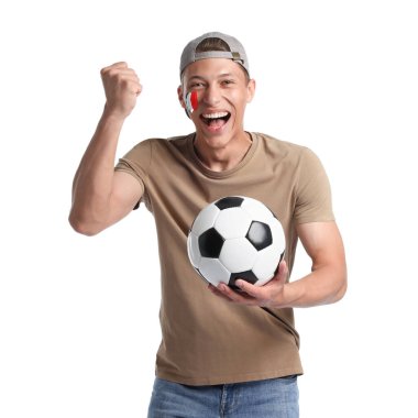 Beyaz arka planda İtalyan bayrağı ve futbol topu çizimi olan duygusal spor taraftarı