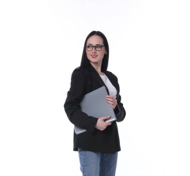 Beyaz arka planda klasörü olan profesyonel psikolog