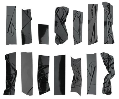 Yapışkan bant parçaları beyaz üzerine izole edilmiş.