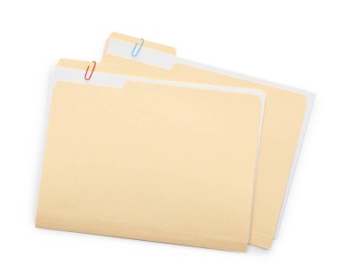 Kağıt içeren iki dosya dizini beyaz, en üstte görünüm