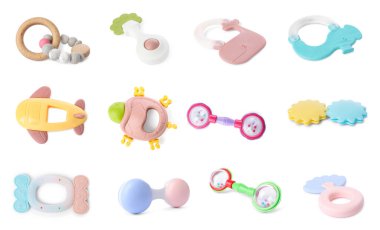 Farklı bebek tıngırtıları bembeyaz, set