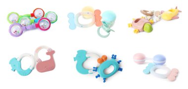 Farklı bebek tıngırtıları bembeyaz, set