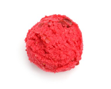 Bir kepçe leziz dondurma, beyaz, üst manzara