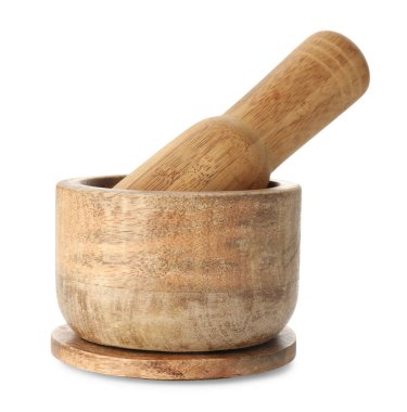 ahşap harç üzerine beyaz izole havaneli ile