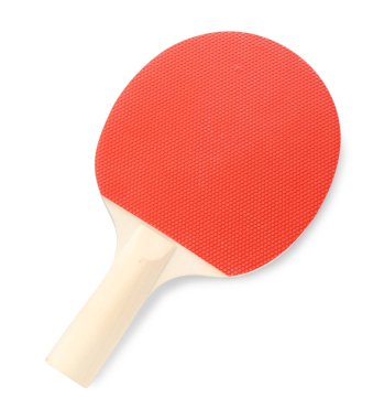 Bir ping pong raketi beyaz, üst görünümde izole