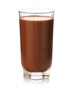 Lezzetli çikolatalı süt, beyaz bardakta.