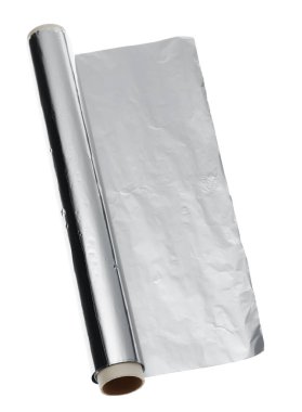 Alüminyum folyo üzerinde beyaz izole rulo