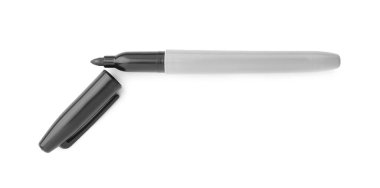 One black marker isolated on white, top view