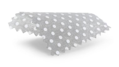 Benekli gri kumaş örneği beyaz üzerine izole edilmiş