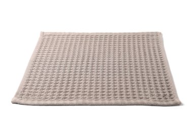 Temiz kahverengi waffle havlusu beyaza izole edilmiş.