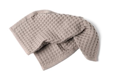 Temiz kahverengi waffle havlusu, beyaz, üst manzara