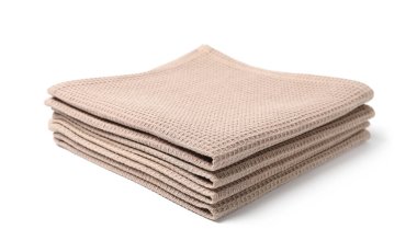 Birçok temiz waffle havlusu beyaza izole edilmiş.