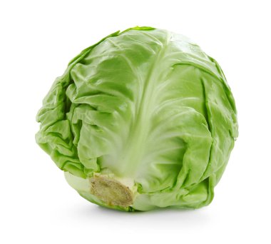 Taze yeşil lahana beyaza izole edilmiş.