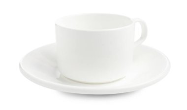 Boş kahve fincanı ve beyaz tabağı.