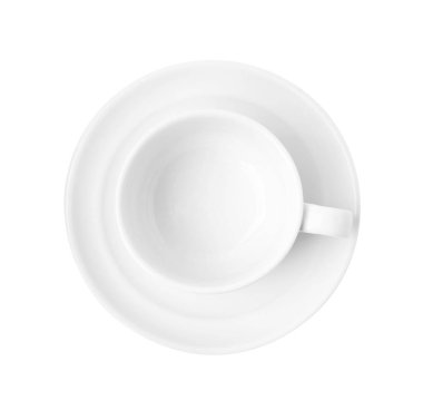 Fincan ve çay tabağı beyaz, üst görünüm