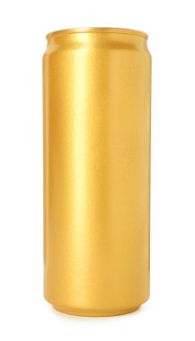 Boş bir teneke kutu beyaza izole edilmiş.