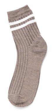 Bir çift kahverengi çorap beyaza izole edilmiş, üst manzara