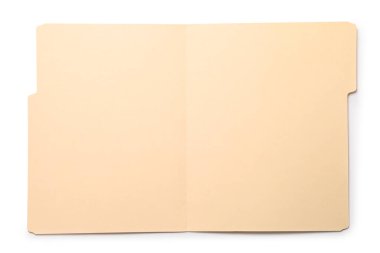 Kağıt dosya dizinini beyaz, üst görünümde aç