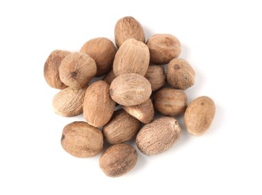 Taze hindistan cevizleri beyaz, üst görünümde izole