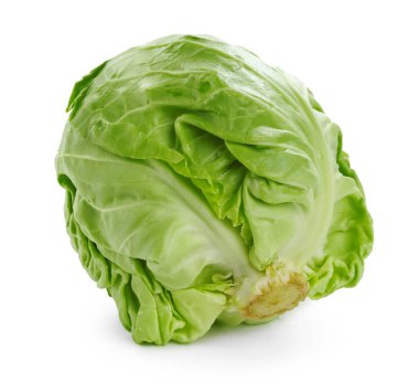 Taze yeşil lahana beyaza izole edilmiş.