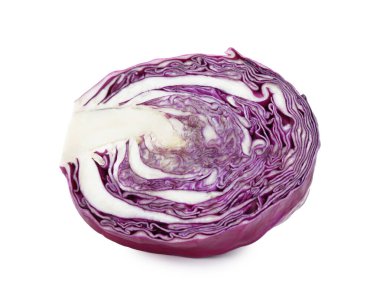 Beyaz üzerinde taze kırmızı lahana kes.