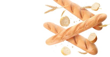 Beyaz arka plana düşen taze baget ve dikenler. Metin için alanı olan pankart tasarımı