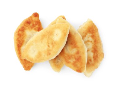 Lezzetli kızarmış pirizky (doldurulmuş turtalar) beyaz, üst görünümde izole