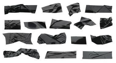 Yapışkan bant parçaları beyaz üzerine izole edilmiş.