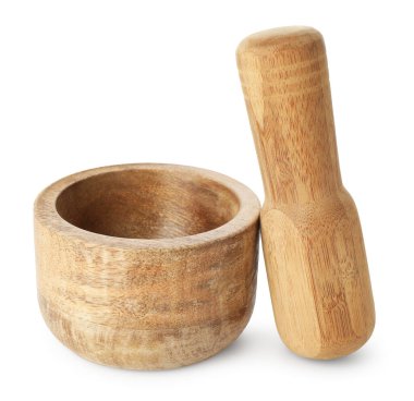 ahşap harç üzerine beyaz izole havaneli ile