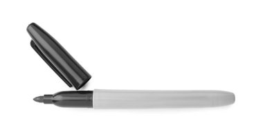 One black marker isolated on white, top view