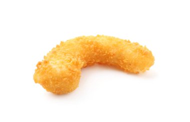 Bir lezzetli tempura karidesi beyaza izole edilmiş.