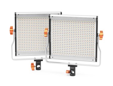 Profesyonel ışıklandırma ekipmanları. LED lambaları beyaz üzerine izole