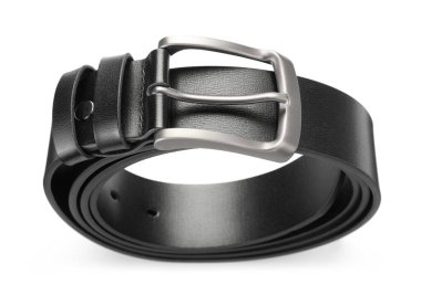 Bir siyah deri kemer beyaza izole edilmiş, manzaranın üstünde.