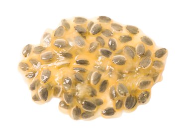 Tutkulu meyve tohumları beyaz, üst görünümde izole