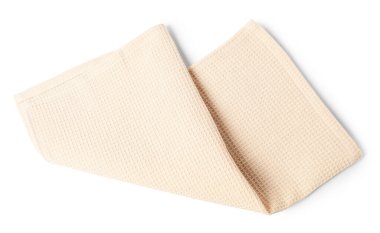Temiz bej waffle havlusu beyaz, üst görünümde izole