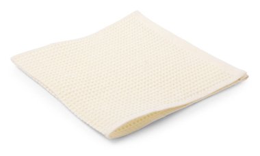 Beyaz üzerine izole edilmiş temiz bir waffle havlusu.