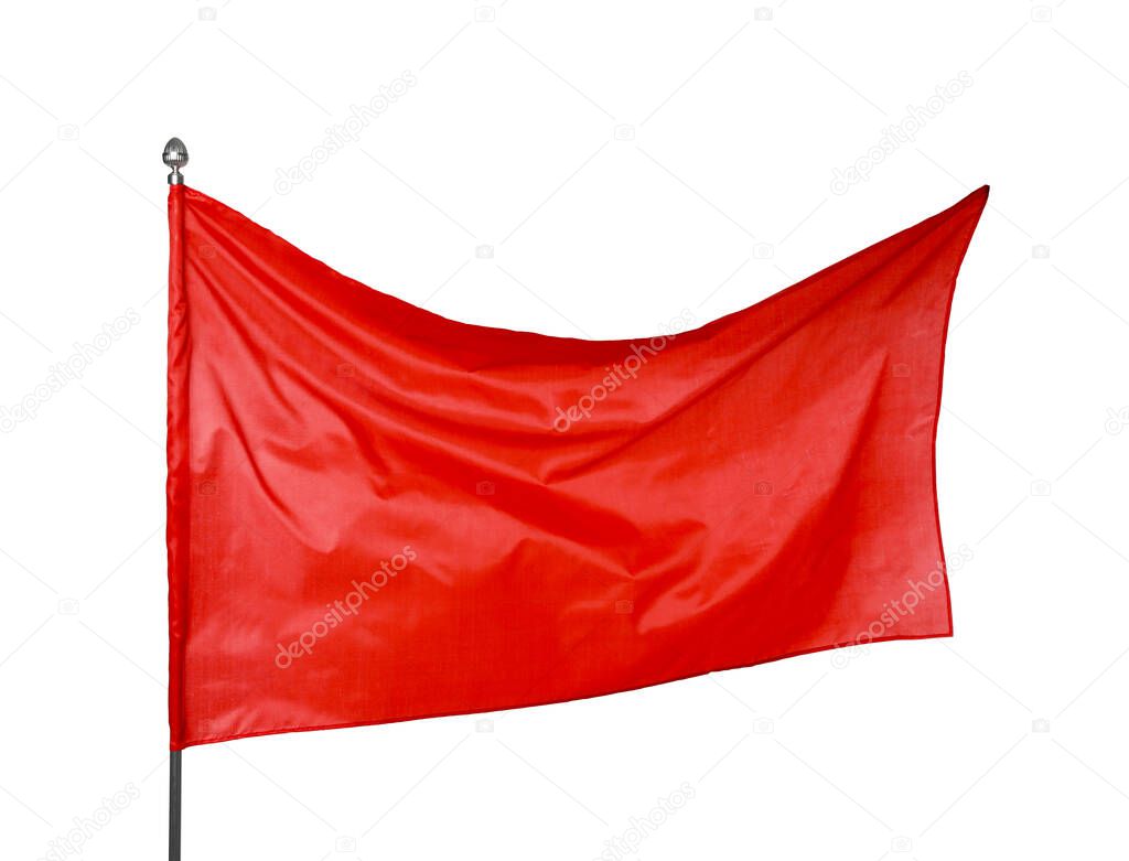 One red flag on white background. Mockup for design