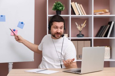 Çevrimiçi hoparlör kapalı mekanda webinar performans