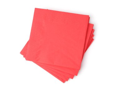 Birçok kırmızı kağıt mendil beyaz, üst görünümde izole