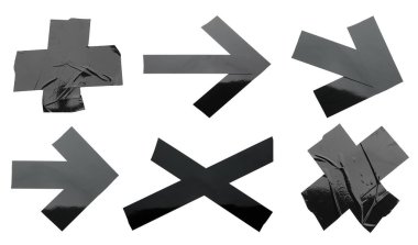 Yapışkan bant parçaları beyaz üzerine izole edilmiş.