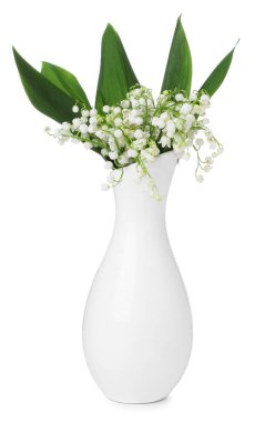 Bir buket güzel zambak vadi çiçekleri bembeyaz