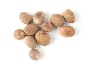 Taze hindistan cevizleri beyaz, üst görünümde izole