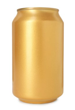 Boş bir teneke kutu beyaza izole edilmiş.