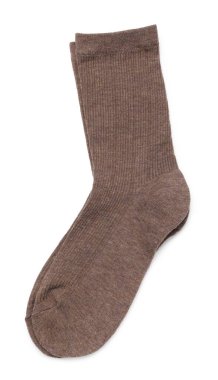 Bir çift kahverengi çorap beyaza izole edilmiş, üst manzara