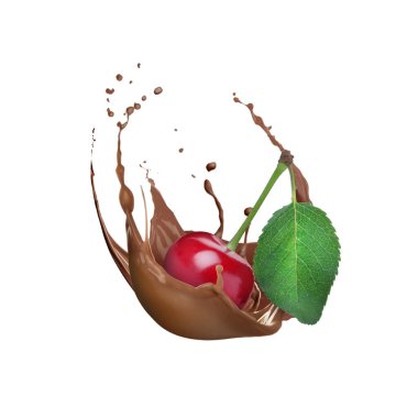 Beyaz arka planda çikolatalı vişne.