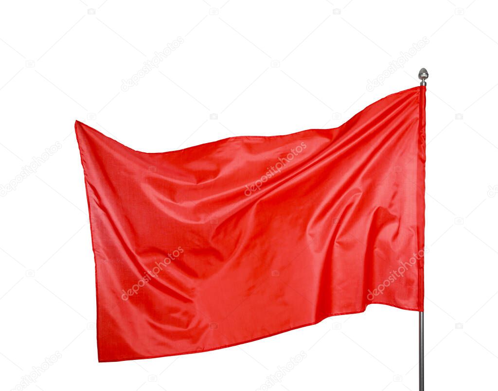 One red flag on white background. Mockup for design