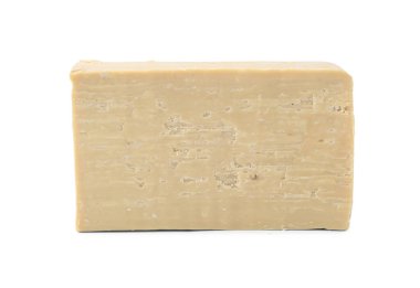 Beyaza izole edilmiş bir sabun çubuğu. Kişisel hijyen ürünleri