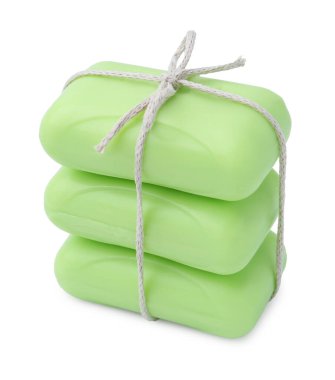 Birçok sabun beyaz üzerine izole edilmiş. Kişisel temizlik.