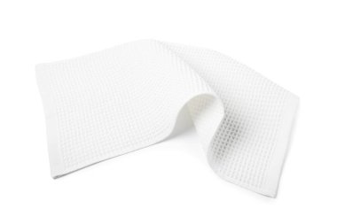 Beyaz üzerine izole edilmiş temiz bir waffle havlusu.