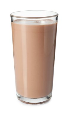 Lezzetli çikolatalı süt, beyaz bardakta.